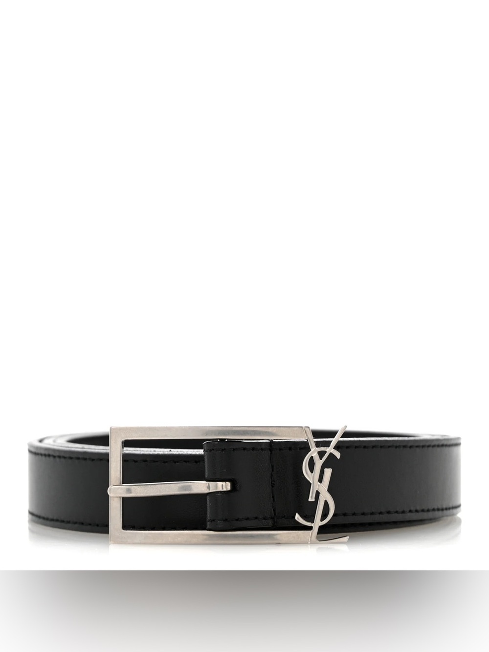 YSL Black Calfskin Monogram Cassandre Leather Belt 95